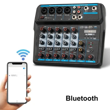 HOT M-6 Bærbare Mini Mixer o DJ Console med lydkort, USB, 48V Phantom Power til PC Optagelse Sang Webcast Party(US P