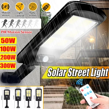 Solar Led gadebelysning Cob Sensor væglampe Infrarød bevægelsesføler 50/100/200/300W Udendørs Belysning Haven Lampe led-lys