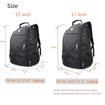 Crossten Schweiziske rejsetasker USB Oplader Port Laptop Backpack 17.3