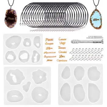 47 Stk Silikone Støbning Harpiks Forme Smykker Værktøjer Til DIY Resin Vedhæng Smykker 12 Konstellation Breve Uv-Epoxy Håndværk at Gøre