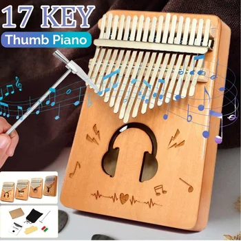 17 Nøgler Tommelfinger-Klaver Med Mahogni Træ-Med Taske, Hammer Kit Og Musik BookThumb Klaver Bærbare Tommelfinger-Klaver for børn, kalimba