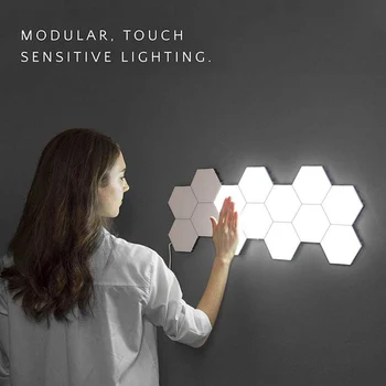 Touch Kontrol Quantum væglampe led modulære Contrsensitive belysning Sekskantet lamper nat lys magnetiske dekoration væggen lampara