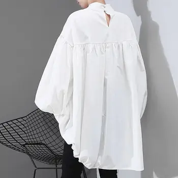 ZANZEA 2021 Mode Snor Shirts til Kvinder Uregelmæssige Bluse Kausale Puff Ærmer Plisserede Blusas Kvindelige Solid Tunika Plus Størrelse