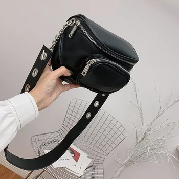 PU Læder Crossbody Tasker til Kvinder 2021 Nye Mode skuldertaske Bred Rem Messenger Taske Kæde kvindelige Håndtasker bolsas feminina