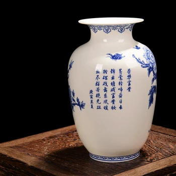 Jingdezhen blå og hvid Porcelæn Vaser Fine Bone China Vase Pæon Indrettet Høj Kvalitet Keramisk Vase