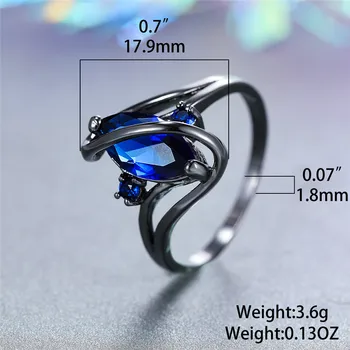 Søde Mand Kvinde Blå Geometriske Ring Vintage Sort Guld Vielsesringe Unqiue Style Løfte Mænd Kvinder Engagement Ring