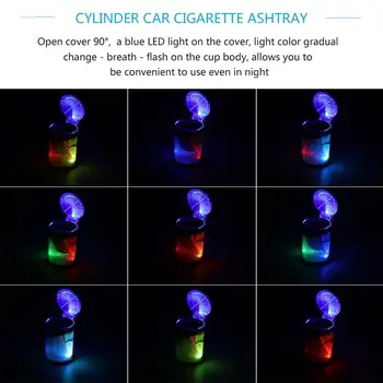 AOZBZ Høj Kvalitet Bil Cigaret Askebæger Med LED Lys Farve Ændrer sig Med Adskillelige Røg Stå kopholder Opbevaring