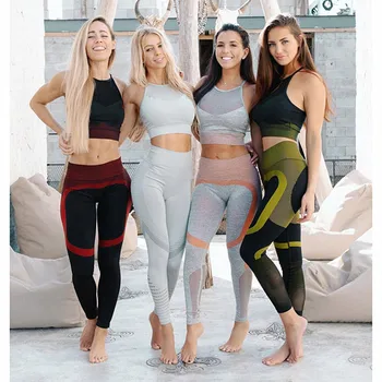 2 delt Sæt træningstøj til Kvinder Sports-Bh og Leggings Sæt sportstøj til Kvinder Fitness Tøj Athletic Yoga Sæt