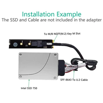 SFF-8643 Mini SAS HD-36-Pin til M. 2 Tasten M-adapterkortet for U. 2 NVMe PCIe-NVMe SSD Støtte 750 2,5-Tommers