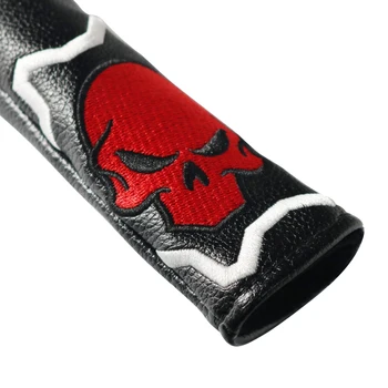 Håndværker Golf Håndlavet Læder Tilpasning Stick Cover Black & Red Skull -Høj Kvalitet, Nyt Design