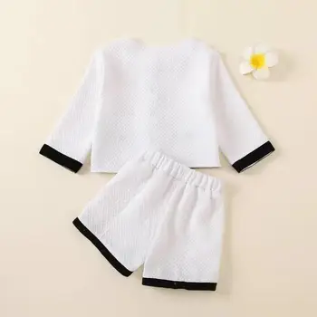 2021 Kid Baby Piger 2stk Tøj Sæt O-Neck Tops langærmet Shirt, Shorts, Bukser med sportstøj Sæt