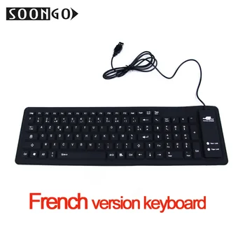 Bærbare Kablede Silikone fransk Tastatur Til Desktop computer, Laptop, Roll up Vandtæt, Blød Silikone Keyboard