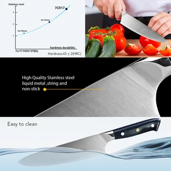 Køkkenkniv 8 Tommer Kok Knif 7Cr17 440C High Carbon Stainless Steel tyske G10 Håndtere Santoku kødkniv kniv Madlavning Værktøj