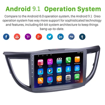 10.1 tommer Android 9.1 GPS Navigation, Bil Stereo Radio For 2012-2016 Honda CRV hovedenheden Car Multimedia-Audio-Afspiller, Wifi BT 2DIN