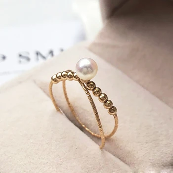 14K Guld Fyldt Naturlige Perle Ringe Håndlavet Kno Ring Mujer Boho Bague Femme Håndlavet Minimalisme Smykker Ringe til Kvinder