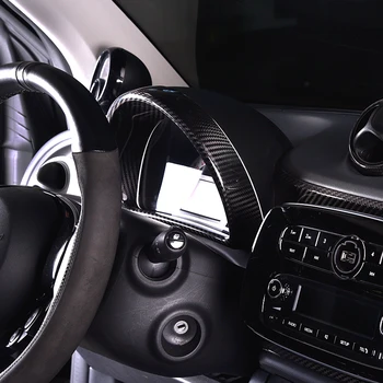Bil Speedometer Carbon fiber dekorativ ramme Center konsol kombination meter klistermærker til smart fortwo forfour 453 bil styling