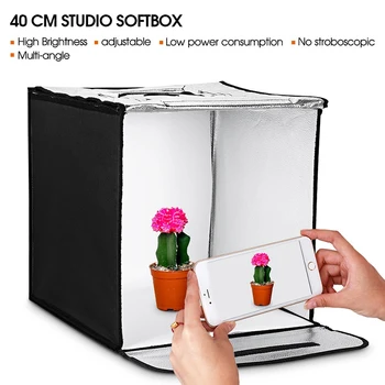SAMTIAN lyskasse 40cm Bærbare Softbox Foto Studio er igang med 3 farver, Baggrund for smykker Toy Fotografering Værelses Telt