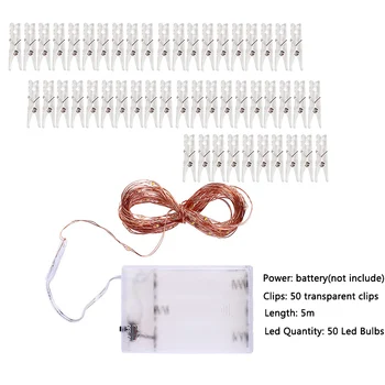 5m/10m String Lys LED 50pc/m.100 stk Foto, Klip Til Hjem Vægge Part DIY batteridrevet USB-String Lys Dekoration