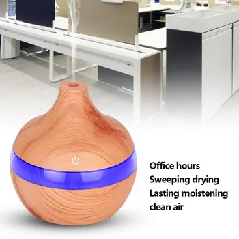 Air Diffuser Ultralyd Luft Luftfugter Skiftende Led Lys Træ til Office Home Bil Korn 7 Farver Aromaterapi USB-Klaver Type