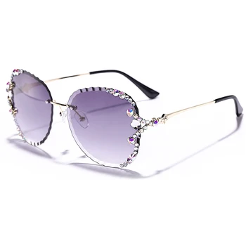 JASPEER Mode Uindfattede Pilot Solbriller Kvinder Luksus Brand Design Vintage Diamant Gradient Bølge Ramme Sol Briller Kvindelige UV400