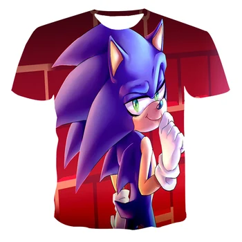Nye Sommer 3DChildren er Pindsvin Sonic T-shirt Tøj Dreng/Pige Baby Søde Anime Mode Tegnefilm O-hals, Korte Ærmer Størrelse 4T-14T