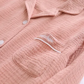 Par Bomulds-Gaze Homewear Kvinder Pink Pyjamas Sæt Solid Farve Casual Løs Lounge Wear Mænd Tynde Nattøj Plus Size Passer Hjem