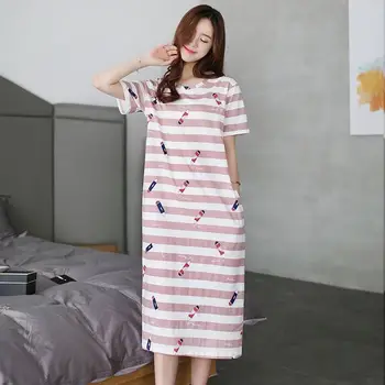 Nightgowns Kvinder Sommeren Mid-kalv 2XL Trykt Kawaii Nattøj Elastisk Studerende Enkle Elegante koreansk Stil Trendy Outwear Ny