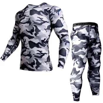 3D Camouflage T-Shirt Kompression Sæt Mænd Løber jogging Dragter Fitness Sport Sæt langærmet Skjorte Og Bukser, Fitness Træning Tights