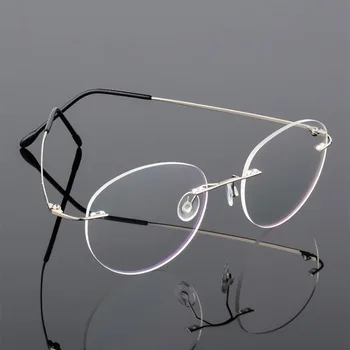 Titanium Legering Framless Oval Nærsynethed Briller Færdig med Kvinder, Mænd Ultra-light Uindfattede Recept Briller 0 -0.5 -0.75 At -6.0