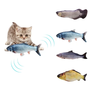 30CM Cat Toy Simulering Fisk USB-Elektrisk Opladning Interaktive Hoppe Bevæger sig Floppy Fisk, Kat Legetøj Til Katte Sølv Arowana