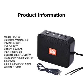 Mini Bærbare TG166 Bluetooth Højttaler Trådløse Musik Subwoofer USB-Højttalere 3D Stereo Surround Bærbare Højttaler Kolonne Bas Kasse