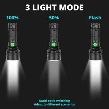 XHP70 Super Kraftig LED Lommelygte L2 Taktisk Lommelygte USB-Genopladelige 26650 Vandtæt Lampe Ultra Lyse Camping Lanterne