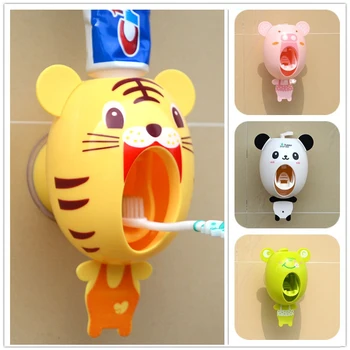 Tegnefilm Tandpasta Dispenser Stærk Suge Sucker Badeværelse Tilbehør Sæt Tandbørsteholder Automatisk Tand Børste Barn