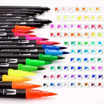 Akvarel Pen, Pensel Markører Dual Tip Fineliner Tegning til Farvelægning Kunst Markører 12/24/36/48/60/72/100/120 Farver pr sæt markør