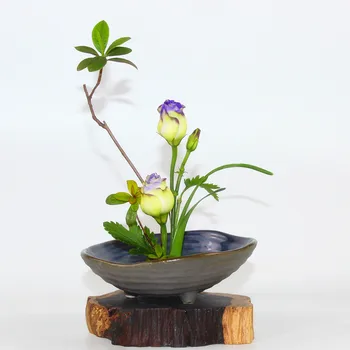 Vintage Zen Ikebana Bassin Grove Keramik Flower Pot Desktop Vase Hydroponics Potte Planter Container Keramisk Skål Home Decor
