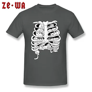Sjove Sorte T-Shirts Små Katte Gruppe På Skelettet Anatomi Organ Struktur Billede Tshirt For Mænd Bomuld Besætning Hals Sommer