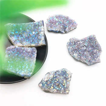 Smuk 1PC Natural Amethyst Cluster Aura Crystal Galvanisering Titanium Kvarts Cluster Sten Healing Naturlig Kvarts Krystal
