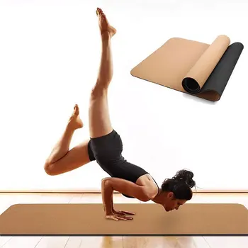 Naturkork, Non-slip Øvelse Mats TPE Yoga Mat Til Fitness, Sport, Gymnastik Slankende Balance Træning Pad Pilates Øvelse, 5mm