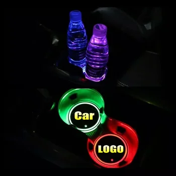 2stk Til 308 Peugeot 407 408 508 RCZ 1007 3008 206 5008 Led Bil Logo Cup lys Lysende Coaster Drikkevarer Indehavere lys