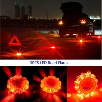 4stk Bil Auto LED Road Nødblus Emergency Disken Sikkerhed Lys, der Blinker Vejene Beacon Advarsel Stærke Magnetiske sikkerhedsbarriere Lampe