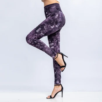Ny Mode Leggings Plus Size 2020 Nye Jeggings Print Mock Lommer og Hul Slim Jeans, Leggings Damer Tynde Bukser