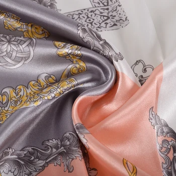 [BYSIFA] Sort Grå Kvinder Silke Tørklæde Hijab 2019 Fall Winter Tørklæder, Sjaler Mærke Plaid Design Satin Hals Tørklæde Gul,Pink,Rød