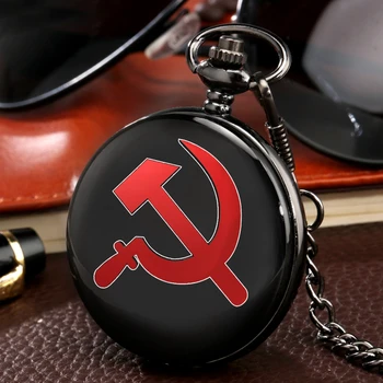 Acceptér Tilpassede Sort USSR Sovjetiske Hammer og Segl Quartz lommeur Ur CCCP Rusland Emblem Kommunismen bedste Gaver Dropshipping