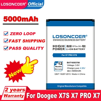 LOSONCOER 5000mAh BAT16503700 Batteri Til Doogee X7 X7 PRO X7S X7PRO Batteri+Tracking Nummer
