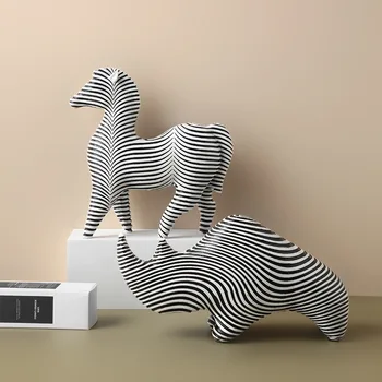 Nordisk Ins Kreative Zebra Næsehorn Harpiks Dyr, Figurer Ornament Dyr Model Desktop Dekorative Hjem Indretning Tilbehør