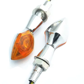Motorcykel 8mm Sort Metal Mini LED-blinklys lyser Gult Blinklys Lampe Universal For Honda, Yamaha Chopper Touring