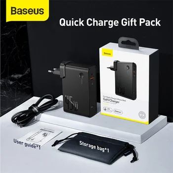 Baseus 2 i 1 GaN Power Bank 10000mAh 45W 5A Hurtig Opladning EU-USB-Oplader Til iPhone, Samsung, Huawei, Hurtig Opladning Til Notebook