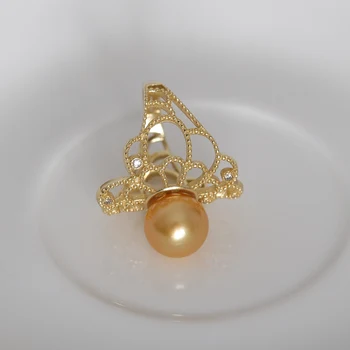 YS S925 Sølv 10-11mm Ægte Kulturperler Saltvand South Sea Perle Ring Bryllup Fine Smykker