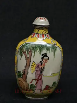 YIZHU CULTUER ART Collection Vintage art Kinesiske Cloisonne Maleri Skønhed sejlads gå omkring Snus Flaske Dekoration
