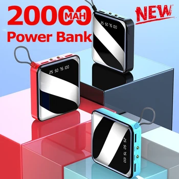 20000mAh Mini Power Bank Eksterne Batteri Digital Display 2 USB-Bærbare Dobbelt LED-Belysning Hurtig Oplader Batteriet